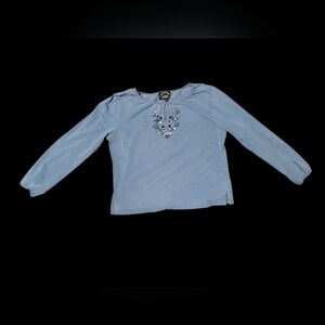 Carolyn Taylor Light-medium Blue Long-sleeved Blouse Large